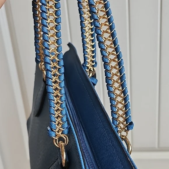 NWT Versace 19v69 Italia Electric Blue Satchel Bag With Crossbody Strap - Picture 9 of 12